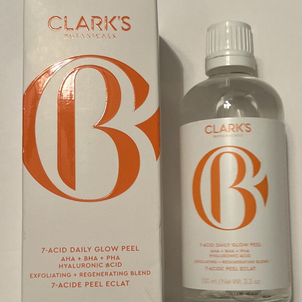 Clark's Botanicals 7-Acid Daily Glow Peel Full Size 3.3oz, 100ml NIB Sealed